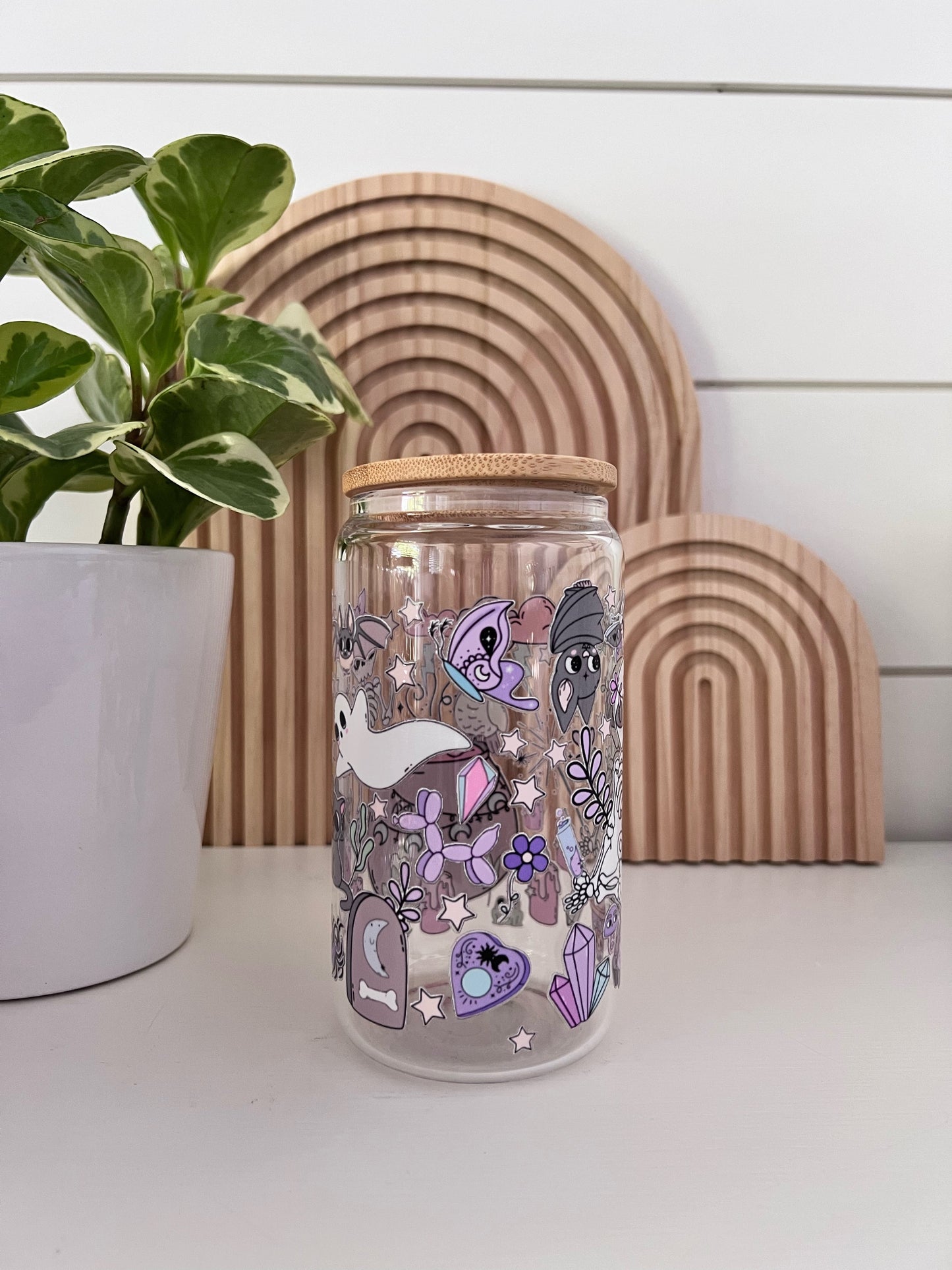 Pastel Halloween Icons Glass Cup