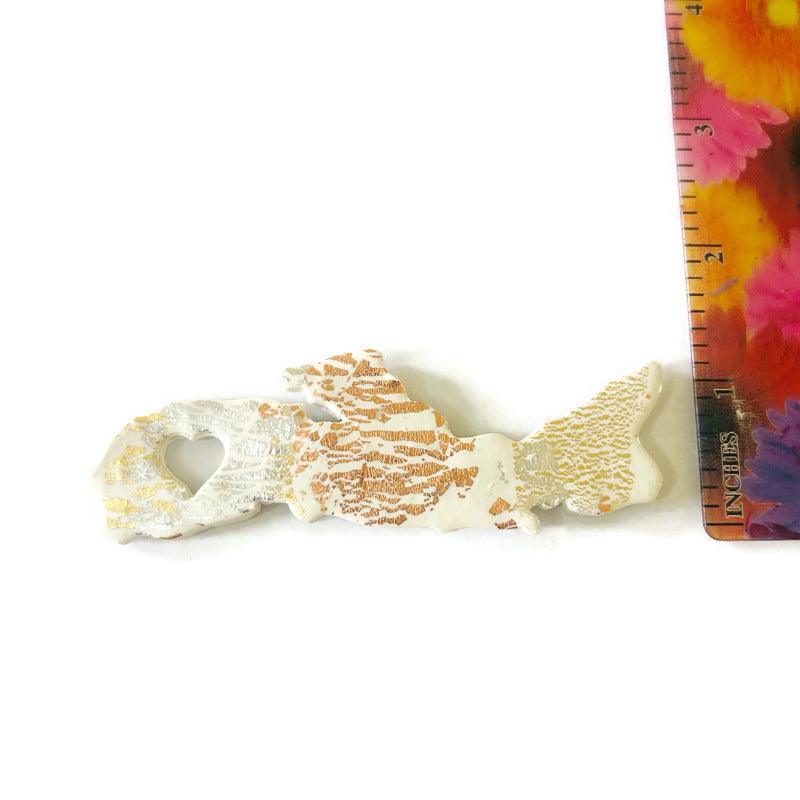 PEI Fridge Magnet Handmade from Clay & Mixed Foil Flakes