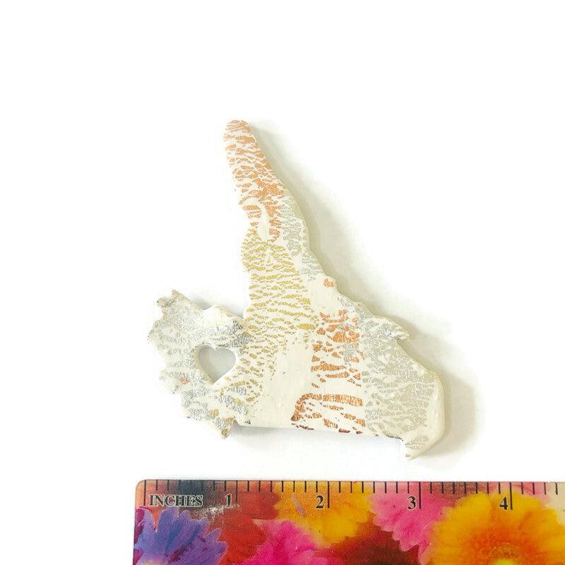 PEI Fridge Magnet Handmade from Clay & Mixed Foil Flakes