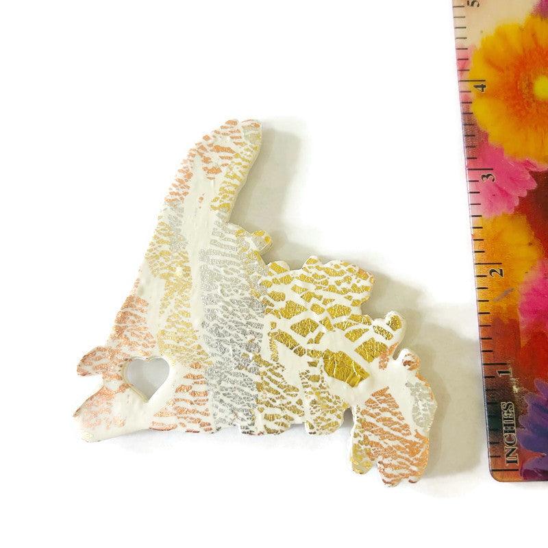 PEI Fridge Magnet Handmade from Clay & Mixed Foil Flakes