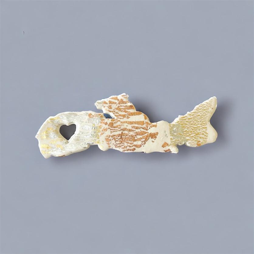 PEI Fridge Magnet Handmade from Clay & Mixed Foil Flakes