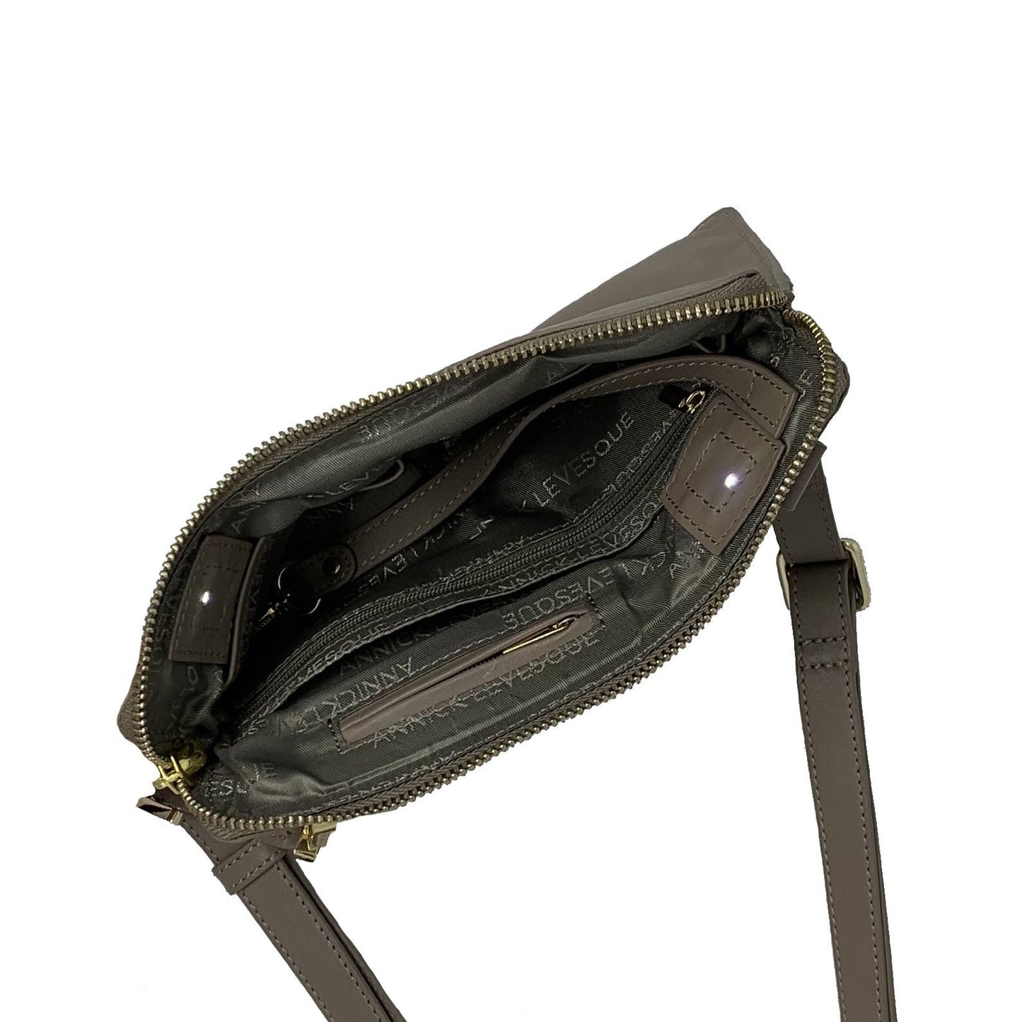 Petit sac bandoulière en cuir taupe - Anita