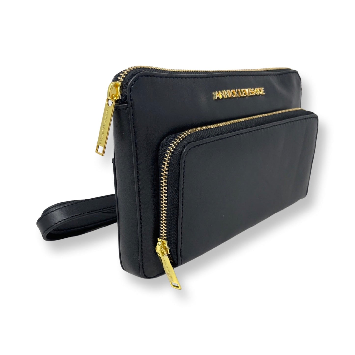 Petit sac à Bandoulière Portefeuille en Cuir Véritable noir, Carmen - PRÉCOMMANDE