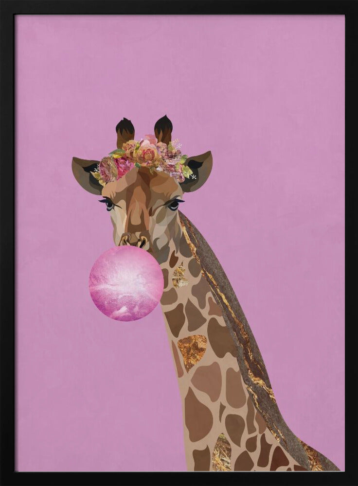 Wall art Giraffe pink bubblegum