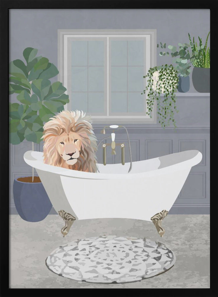 Wall Art Lion Takes A Bath Canvas Print