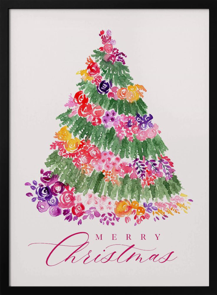 Wall art Floral Christmas tree in pink Canvas Print