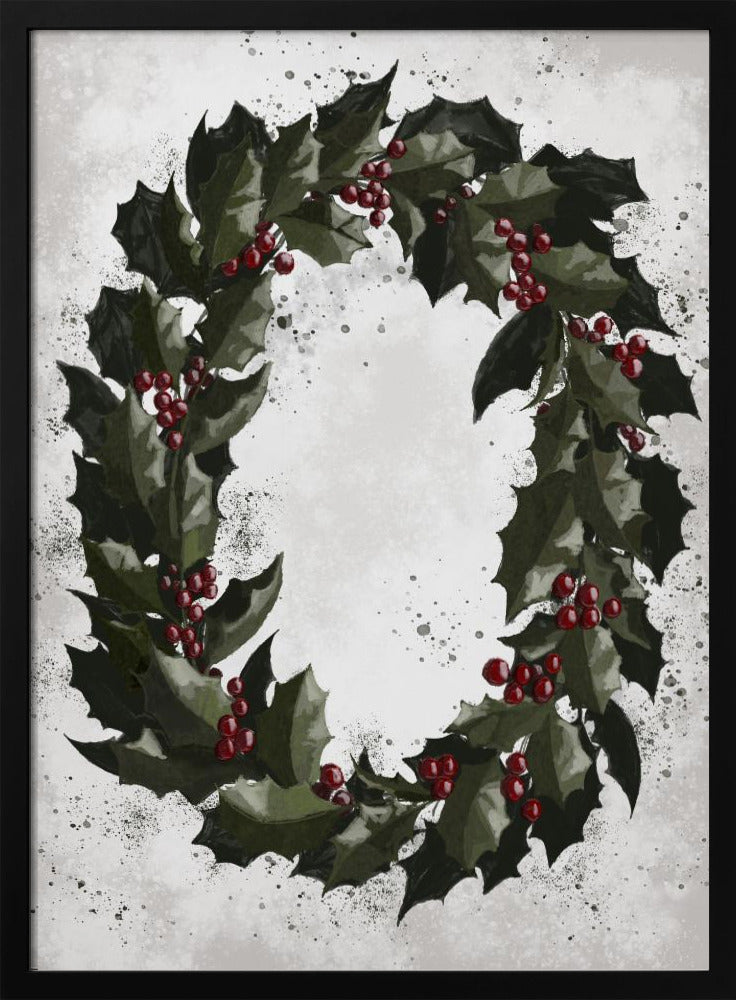 Wall art Splatters holly wreath Canvas Print