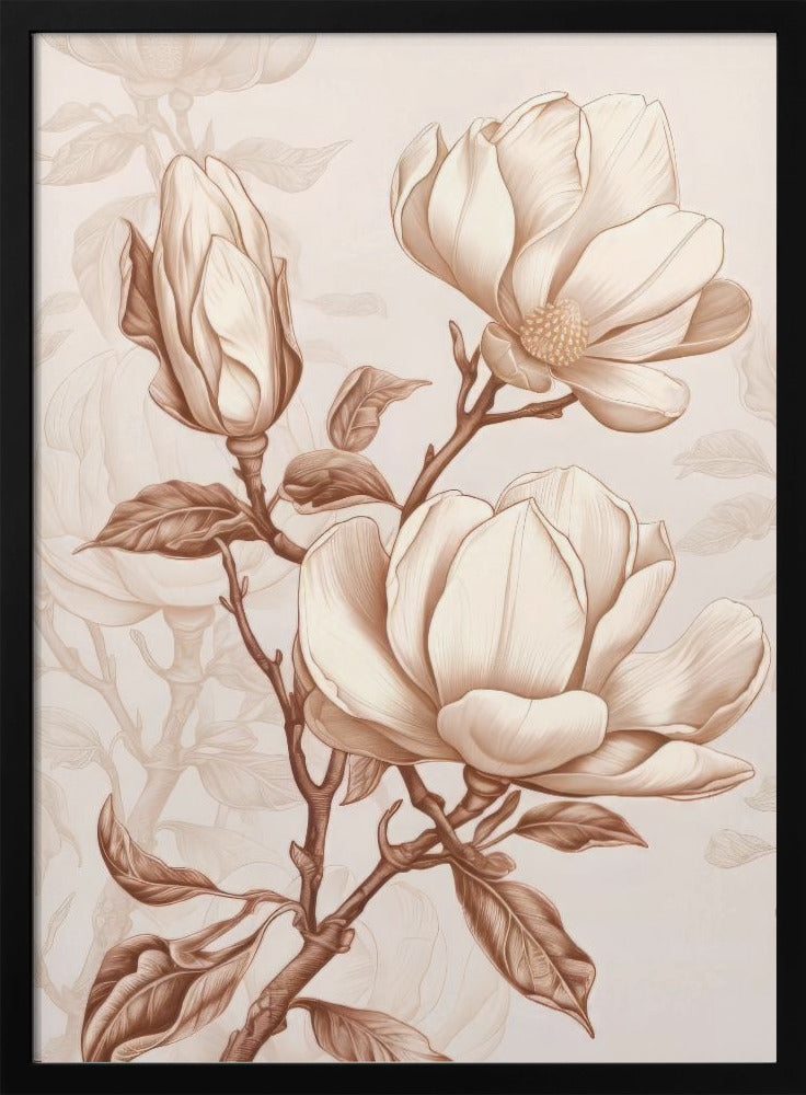 Wall Art Beige Flowers 1