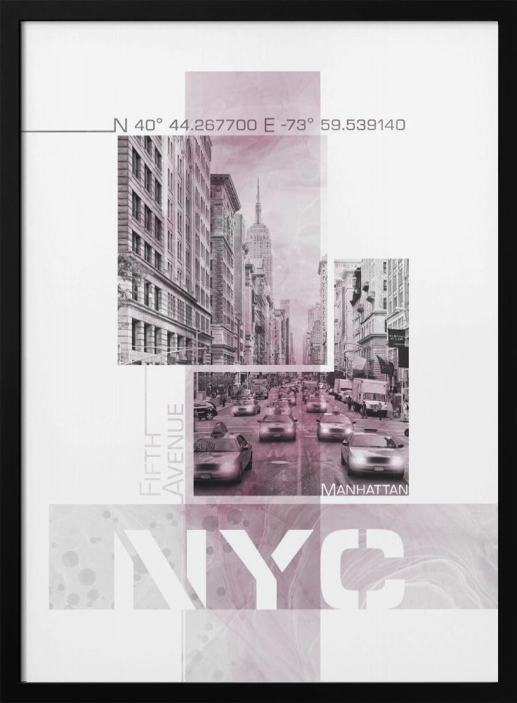 Wall art Poster Art NYC Fifth Avenue Traffic | pink marble