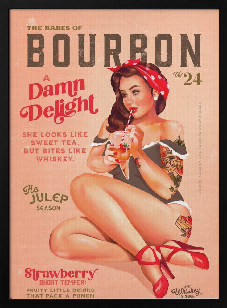 Wall art Babes of Bourbon Vol 22 Vintage Pinup Girl Drinking A Cocktail