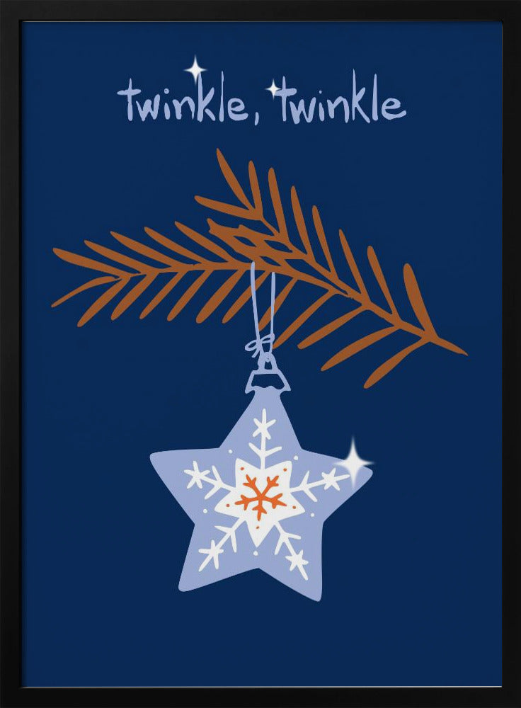 Wall art Cheerful twinkle Christmas star blue Canvas Print