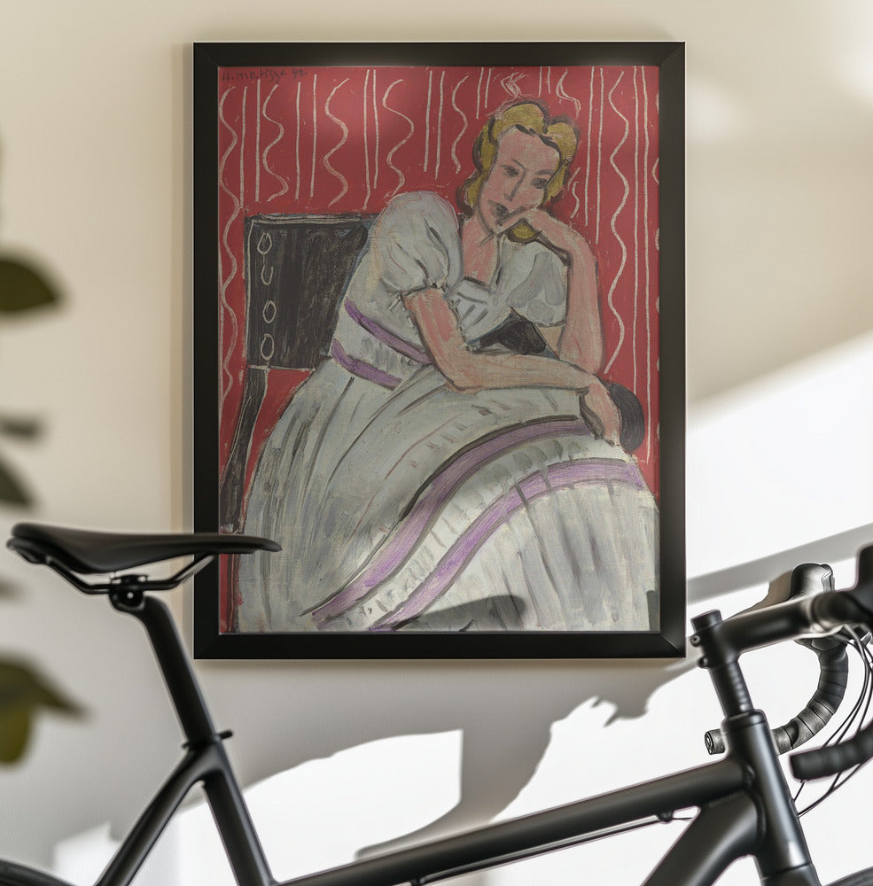 Wall art Jeune Femme Assise En Robe Grise