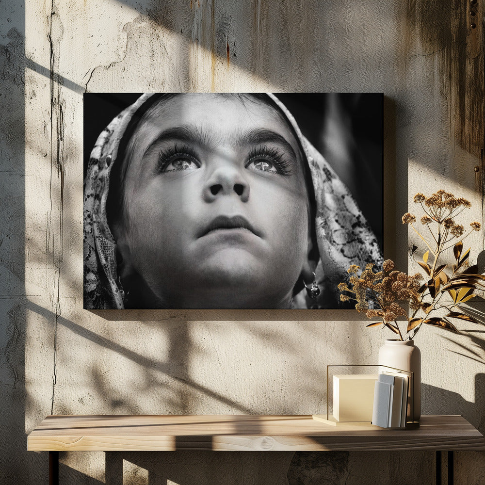 Wall art Girl with Sardinian traditional veil