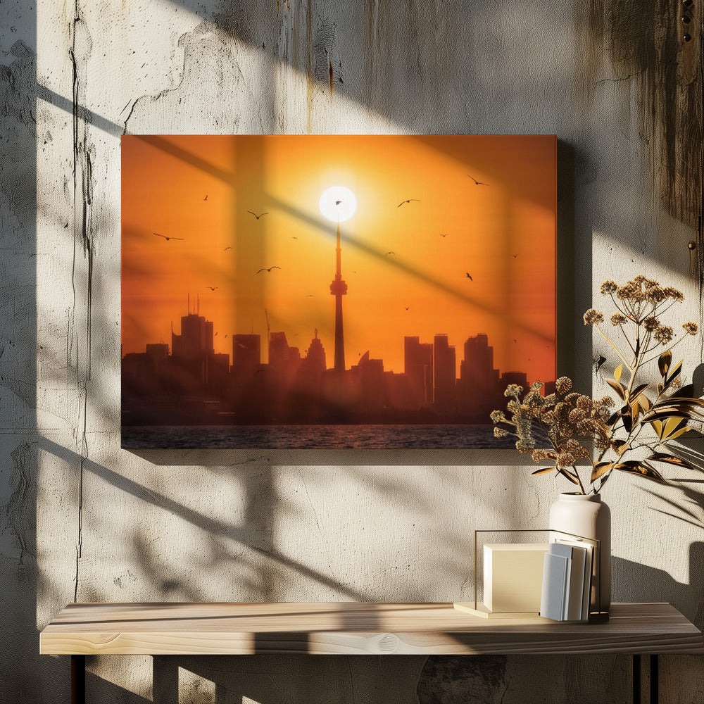 Wall art Sun Rising Behind Toronto Canvas Print