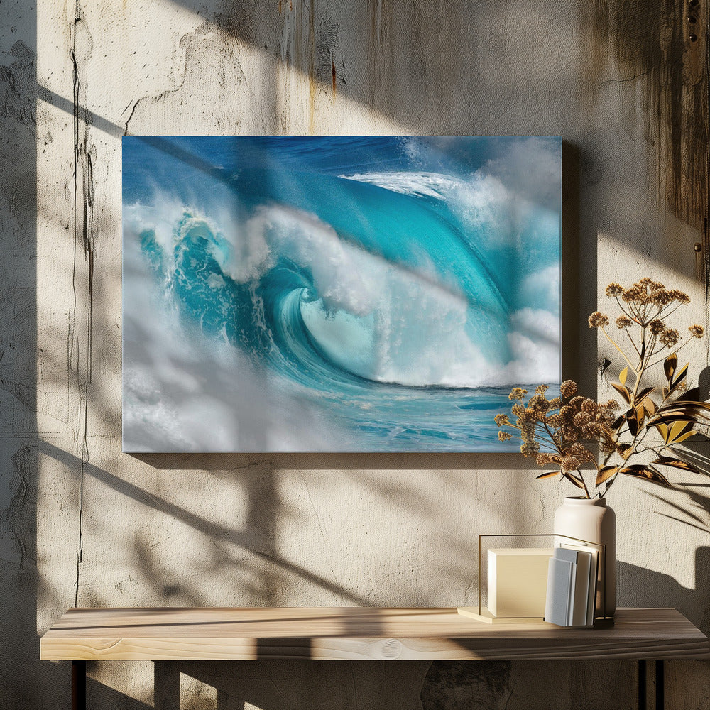 Wall art When the ocean turns into blue fire Canvas Print