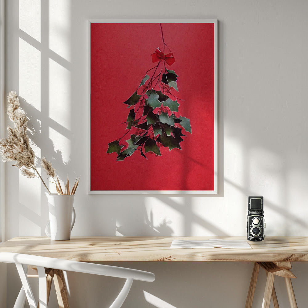 Wall art Mistletoe With Red Bow
