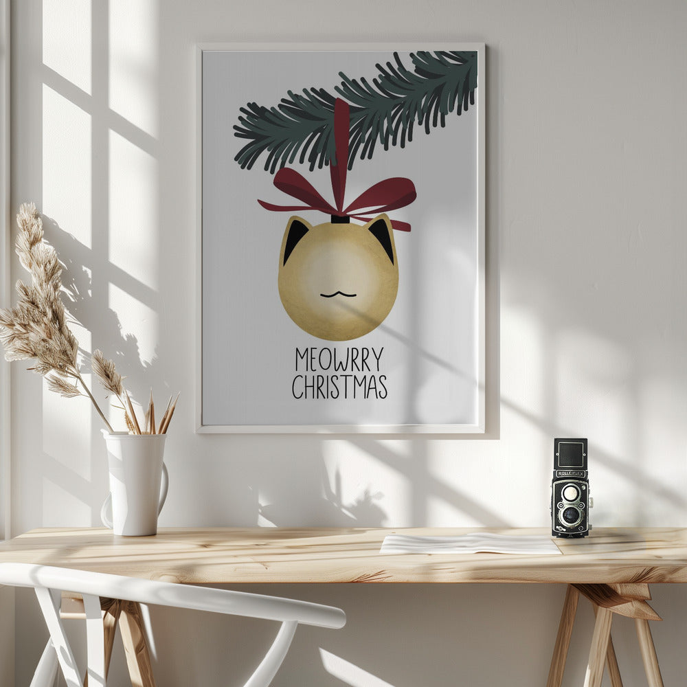 Wall art Meowrry Christmas bauble (gold, white)