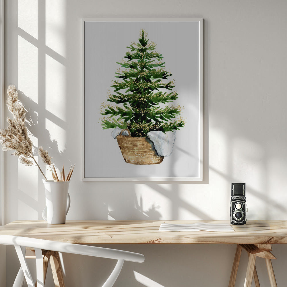 Wall art Cozy watercolor Christmas tree (2) Canvas Print