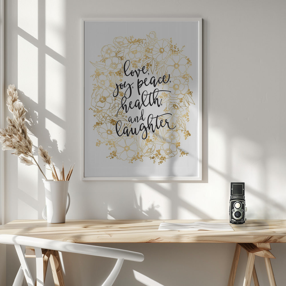 Wall art Holiday wishes with gold flowers Canvas Print