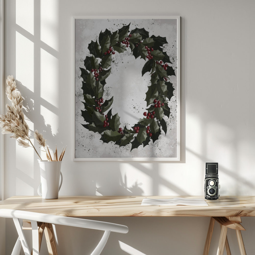 Wall art Splatters holly wreath Canvas Print