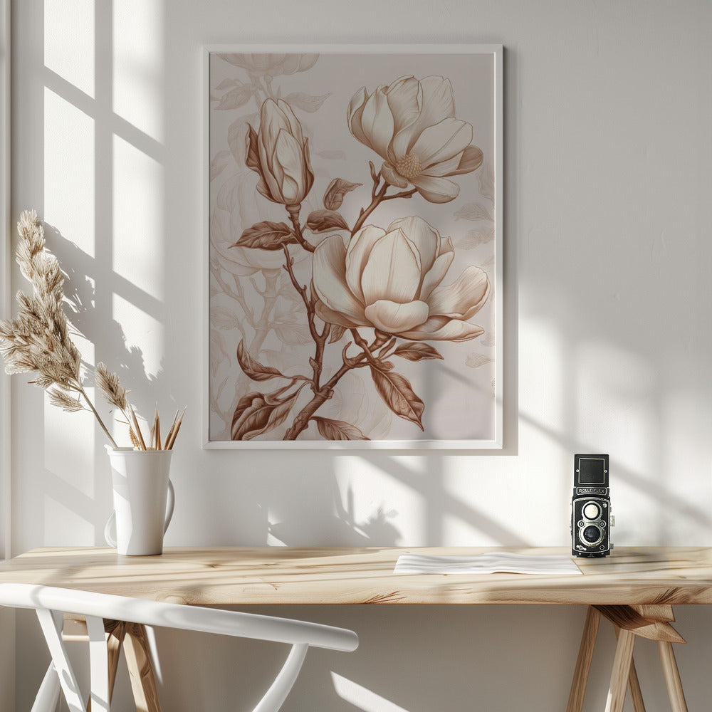Wall Art Beige Flowers 1