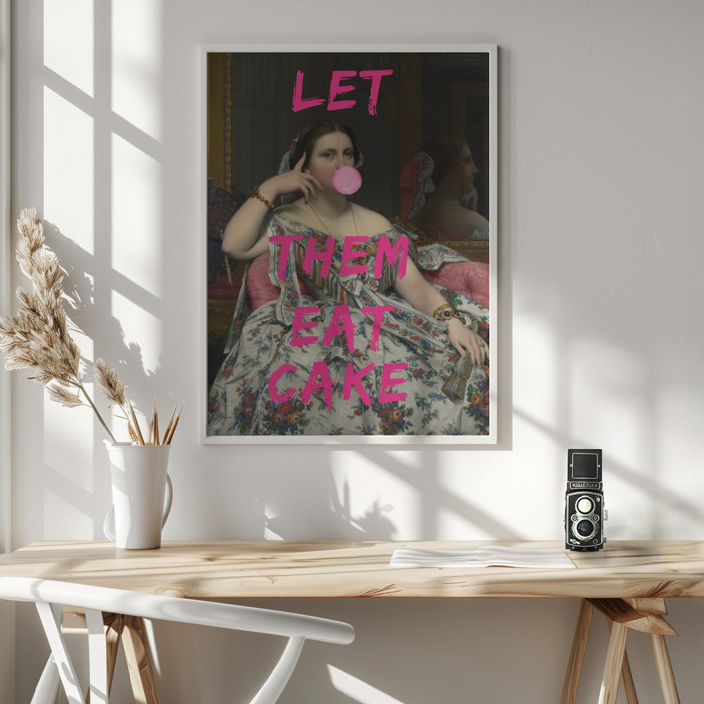 Wall art Let Them Eat Cake, Bubble Gum Vintage Portrait