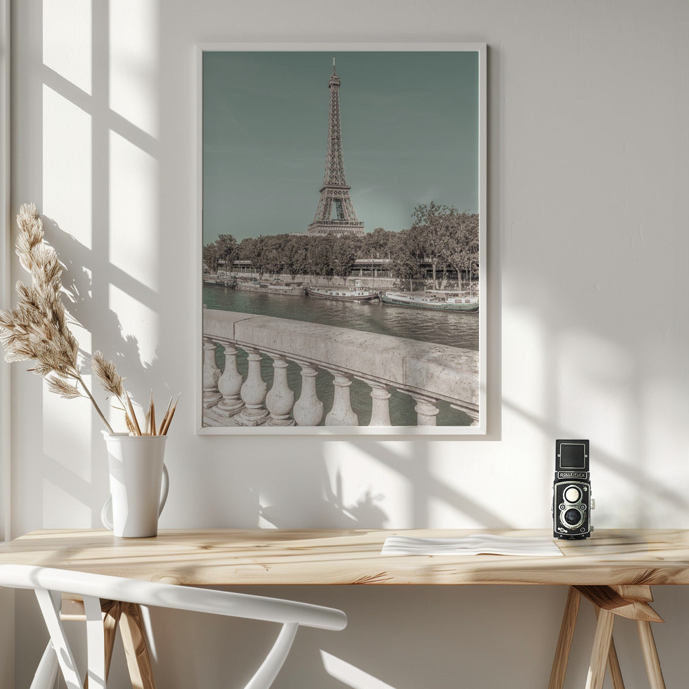 Wall art PARIS Eiffel Tower & River Seine | urban vintage style