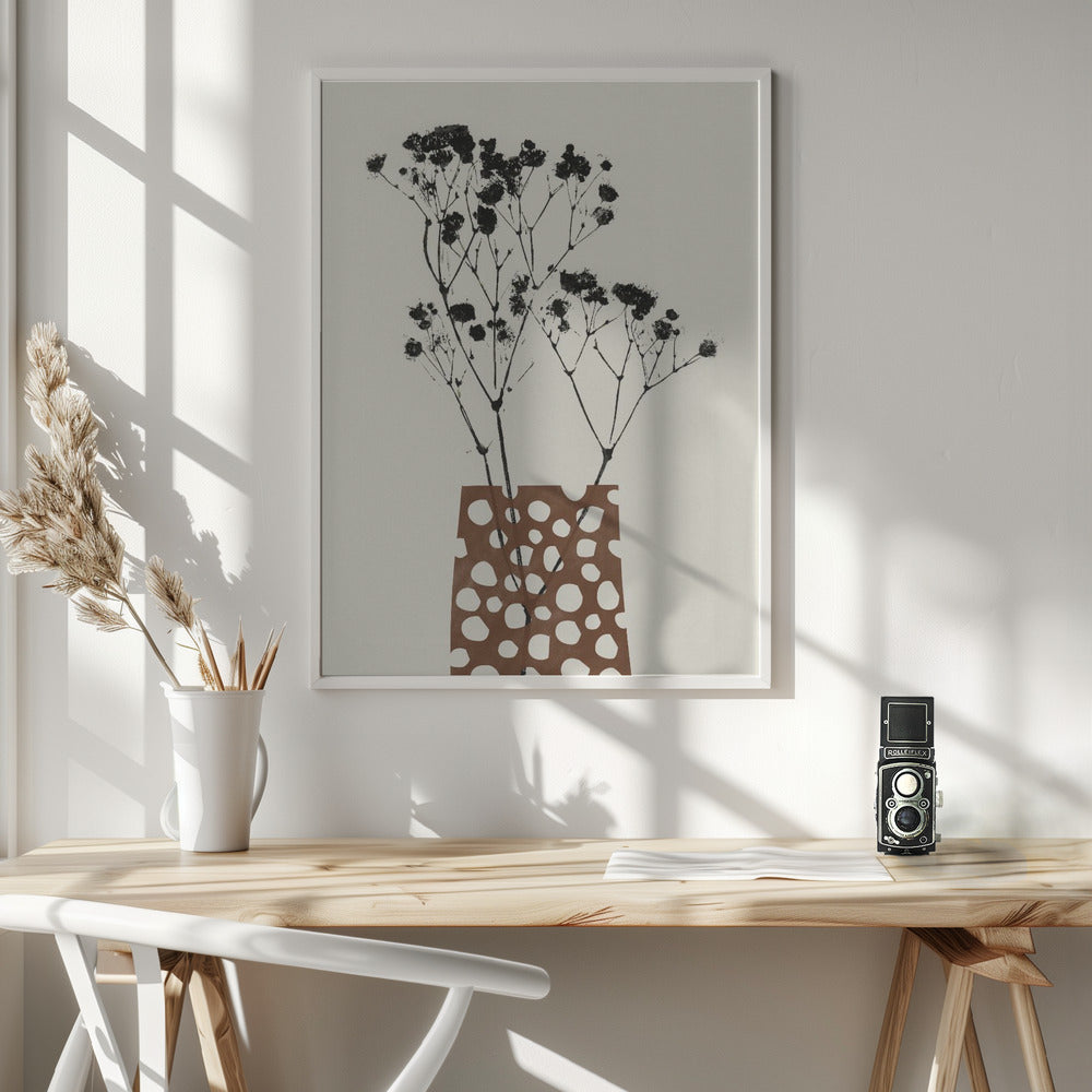 Wall art Gypsophila In a Brown Vase