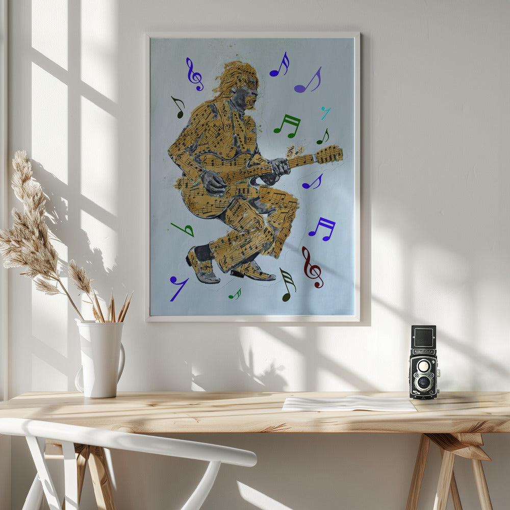 Wall art Guitarist Music Notes Canvas Print