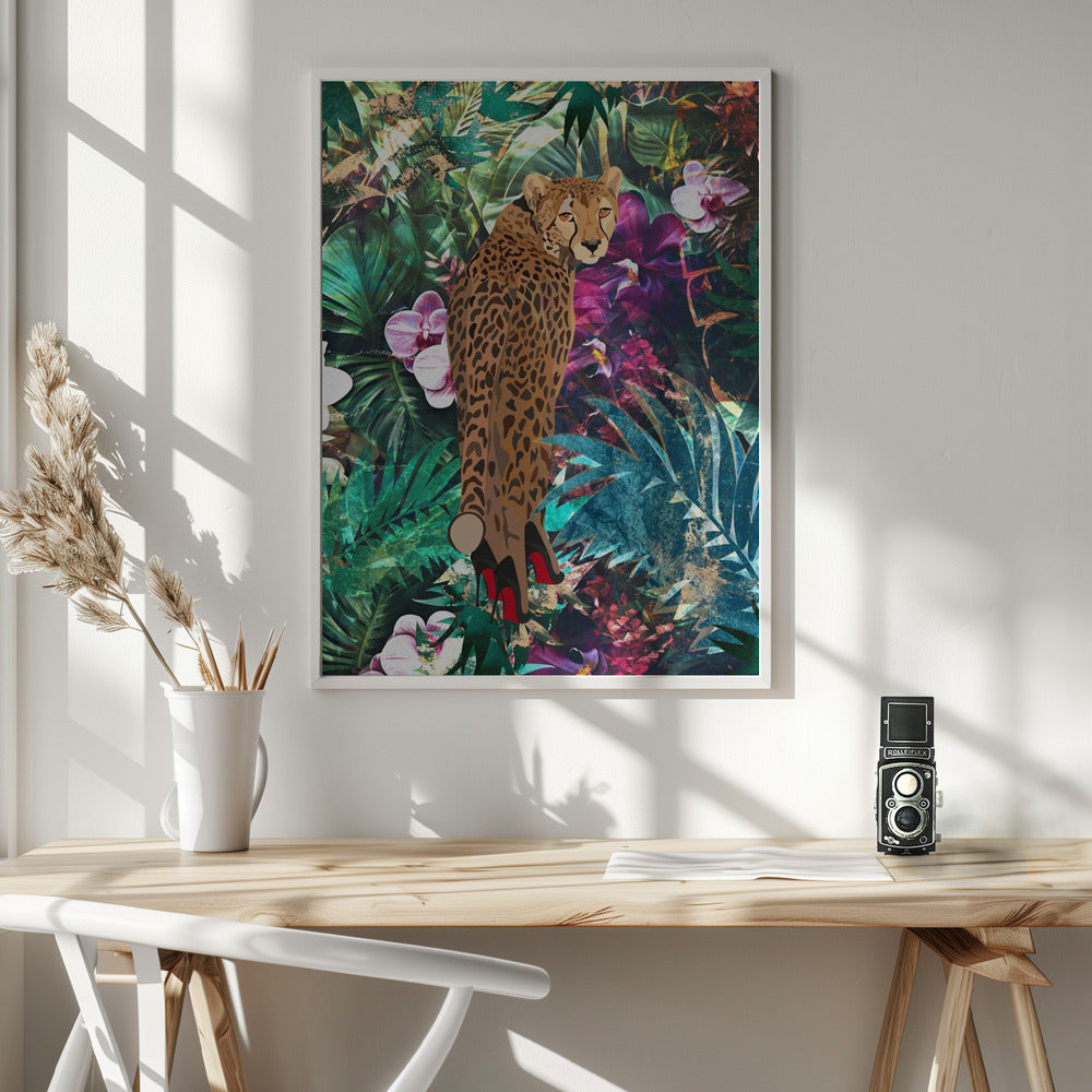 Wall art Tropical Floral Jungle - Cheetah in heels