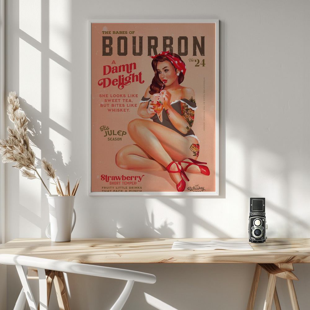 Wall art Babes of Bourbon Vol 22 Vintage Pinup Girl Drinking A Cocktail