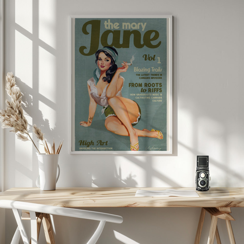 Wall art Mary Jane Retro Vintage Pinup Cannabis Art