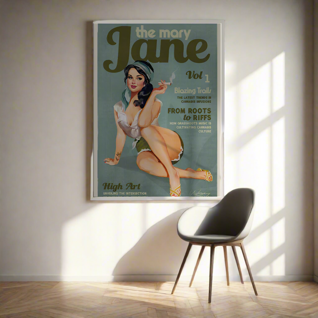 Wall art Mary Jane Retro Vintage Pinup Cannabis Art
