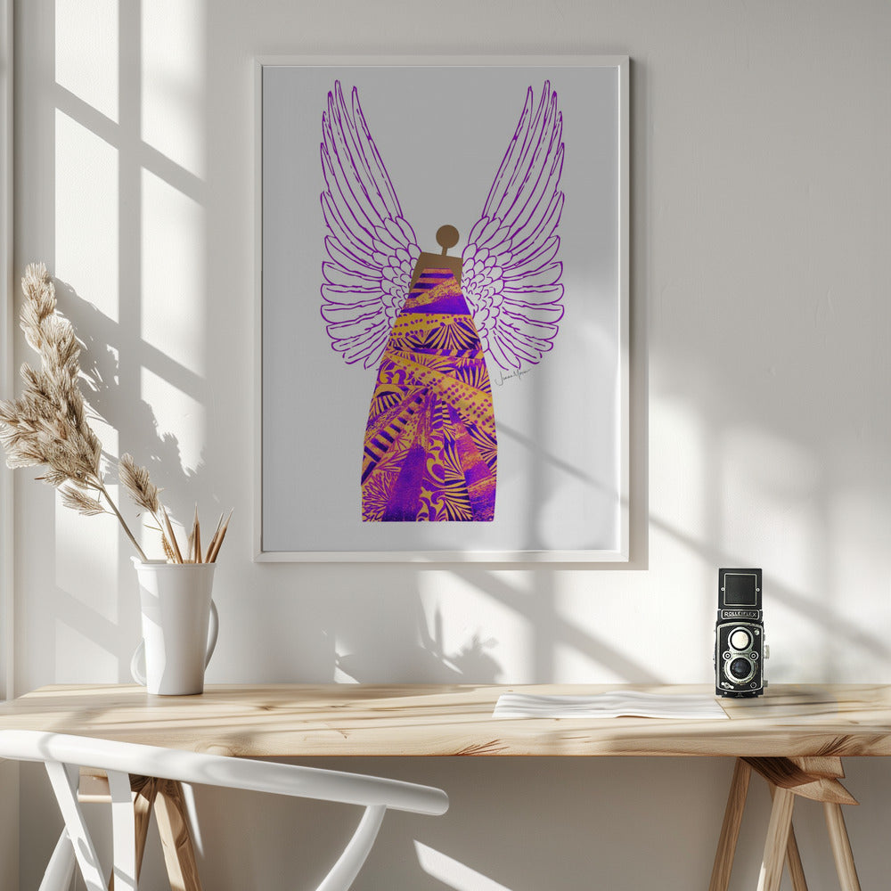 Wall art Angel in Purple & Orange Canvas Print