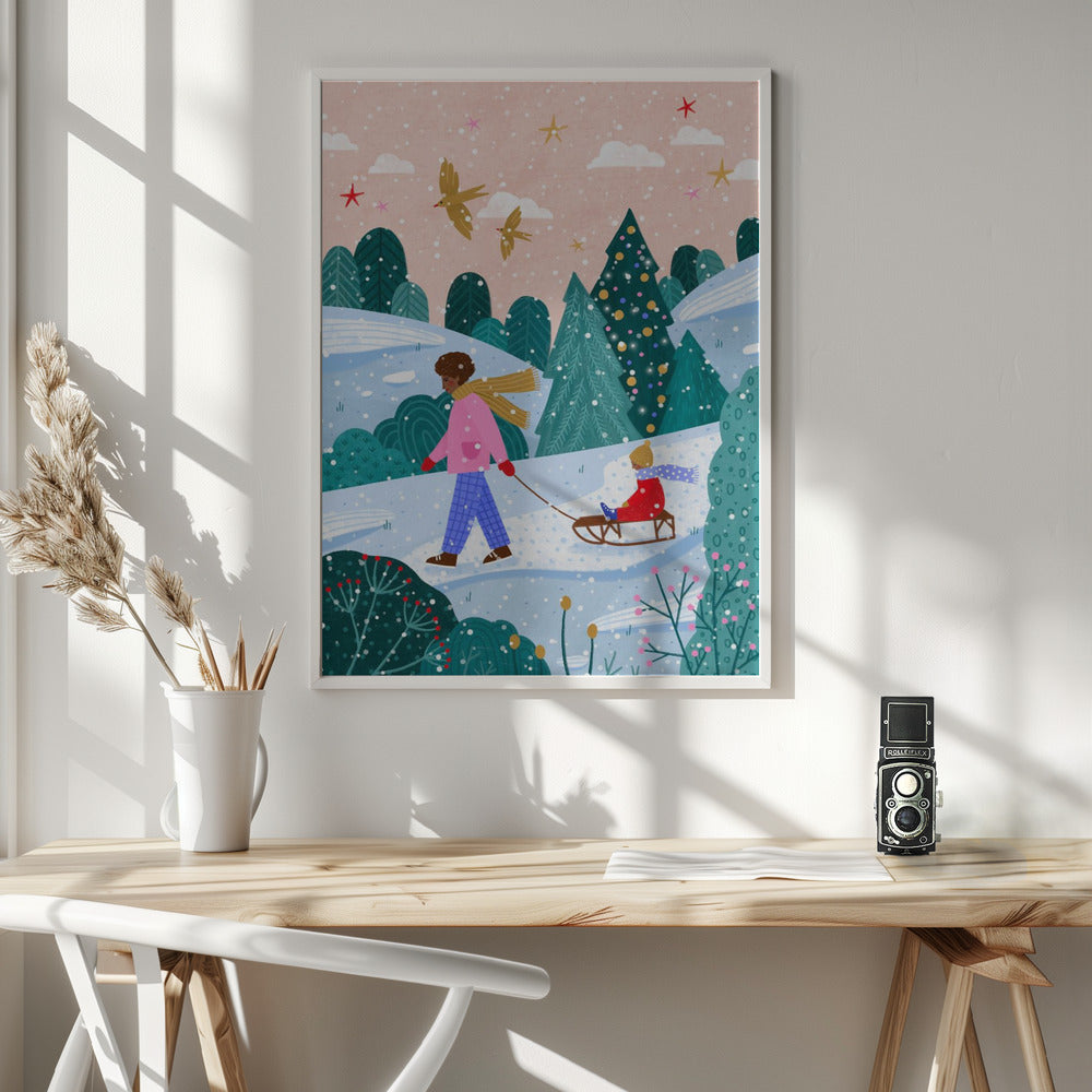 Wall art Snowy Sledge Walk 2 Canvas Print