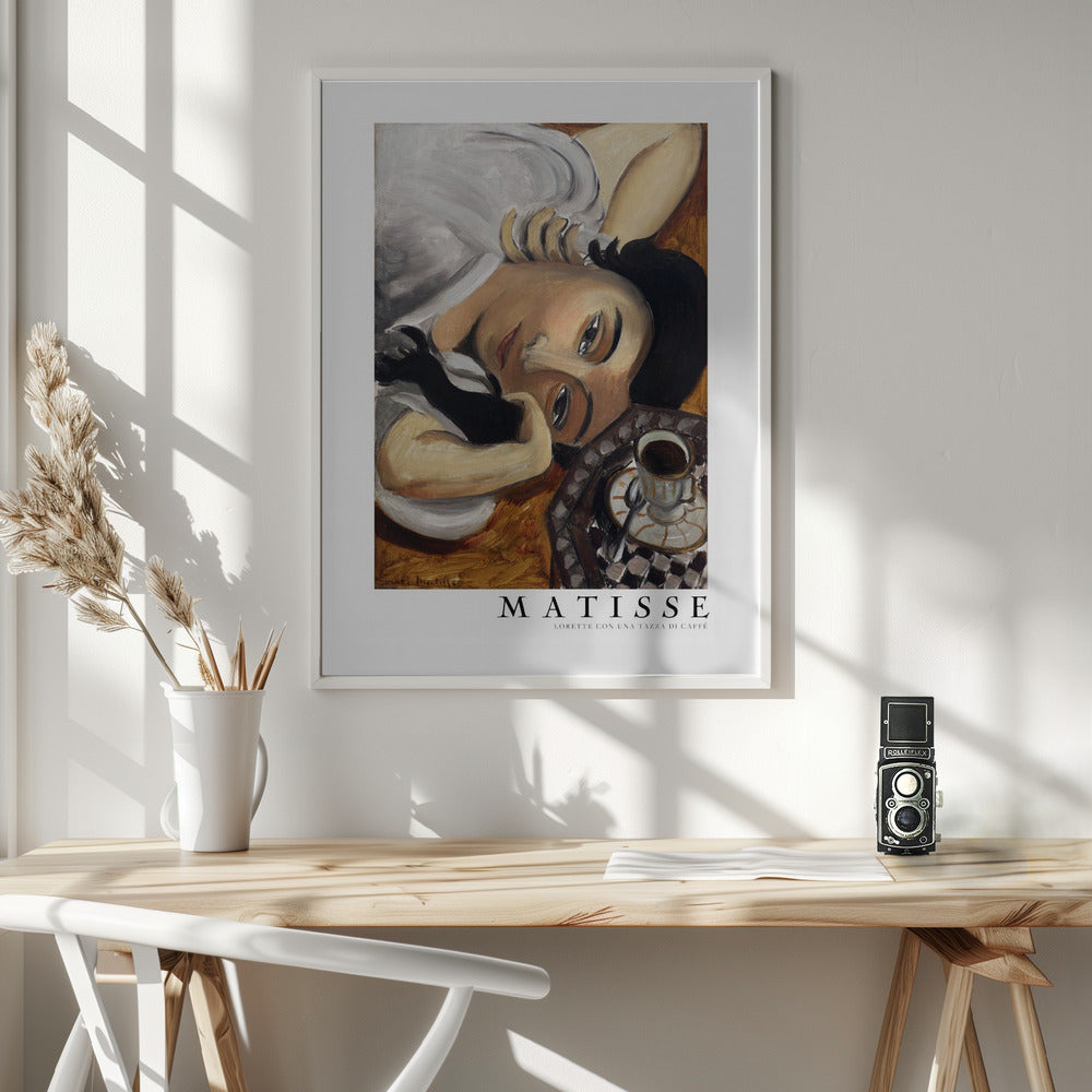 Wall art Lorette Con Una Tazza Di Caffe 1916 Boarder