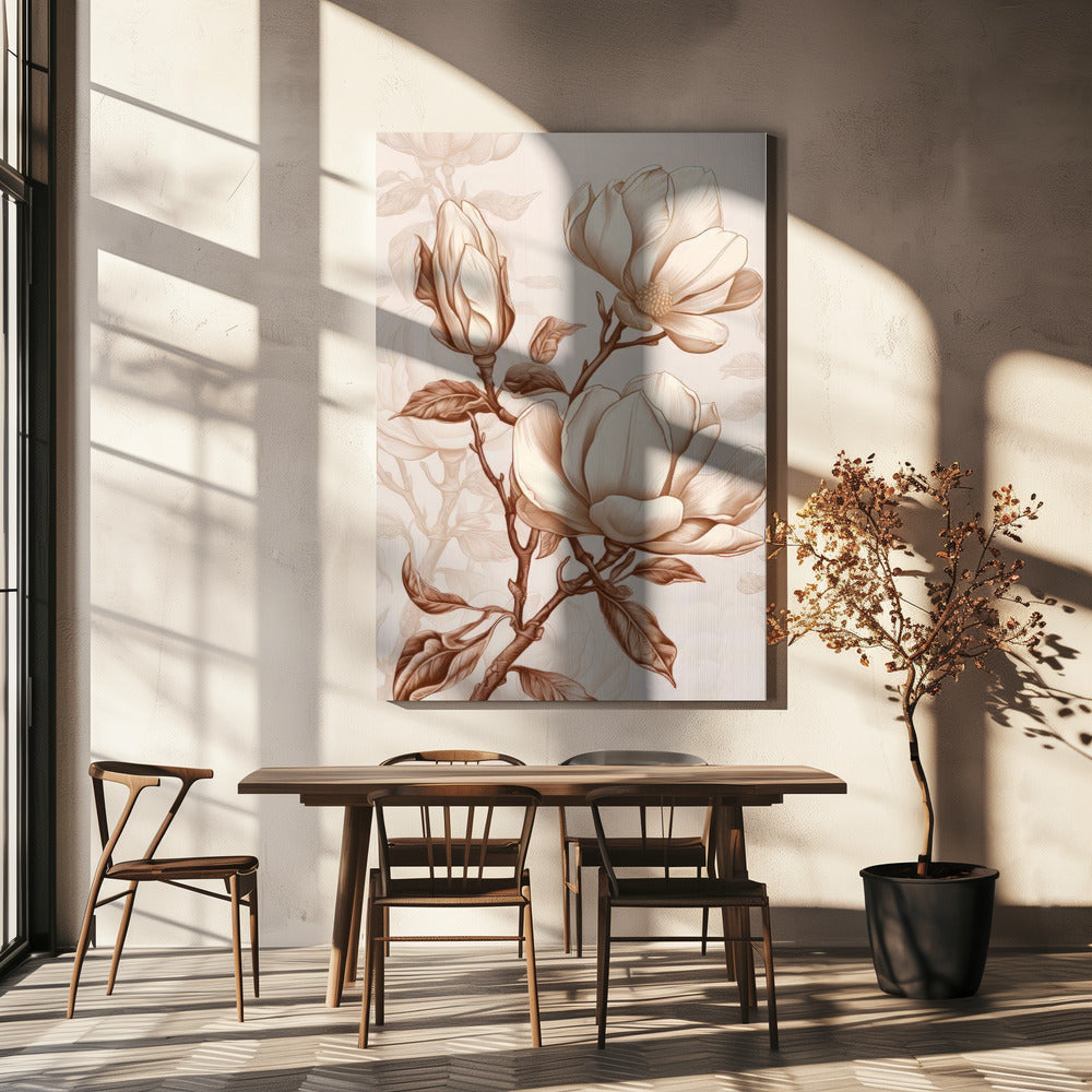Wall Art Beige Flowers 1