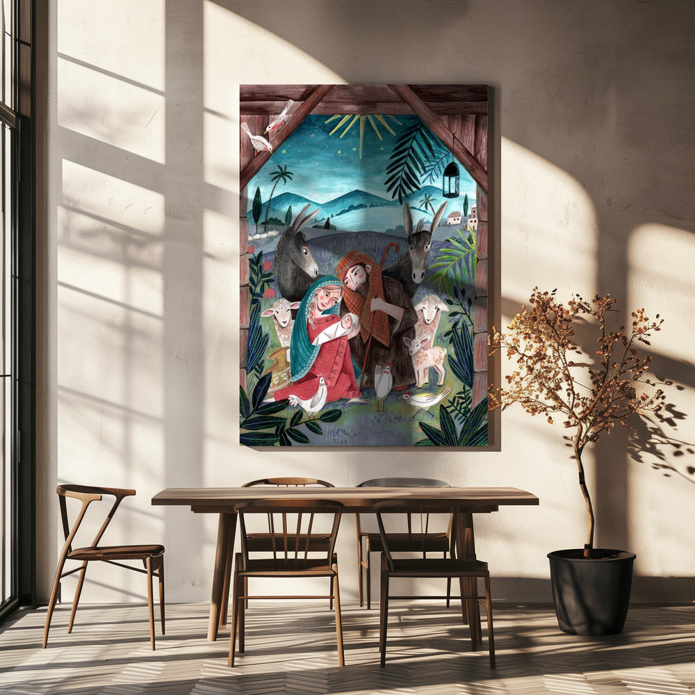 Wall art Christmas with Mary and baby Jesus Canvas Print