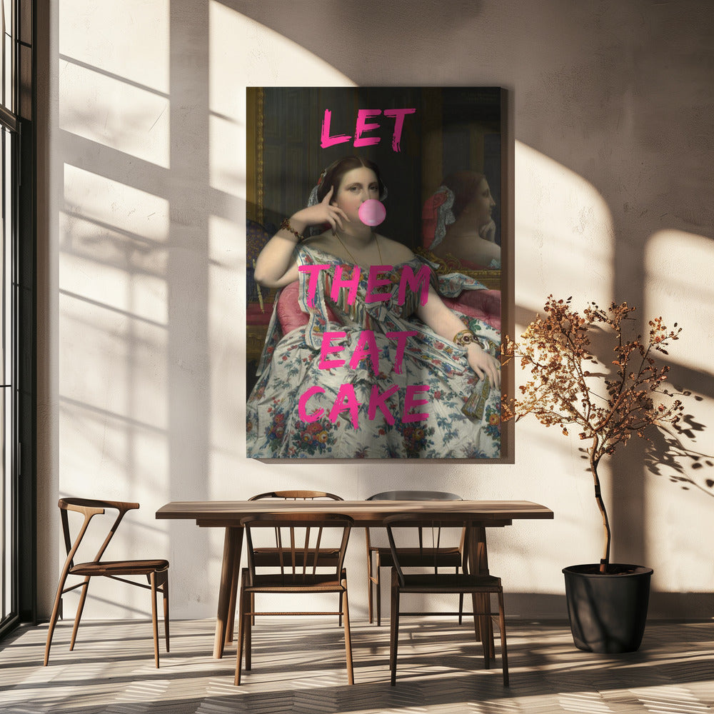 Wall art Let Them Eat Cake, Bubble Gum Vintage Portrait