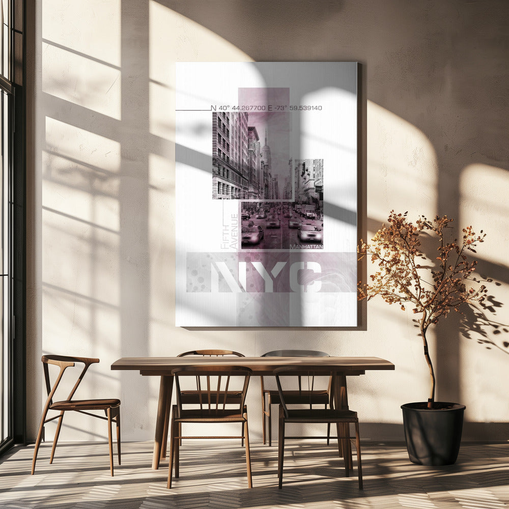 Wall art Poster Art NYC Fifth Avenue Traffic | pink marble