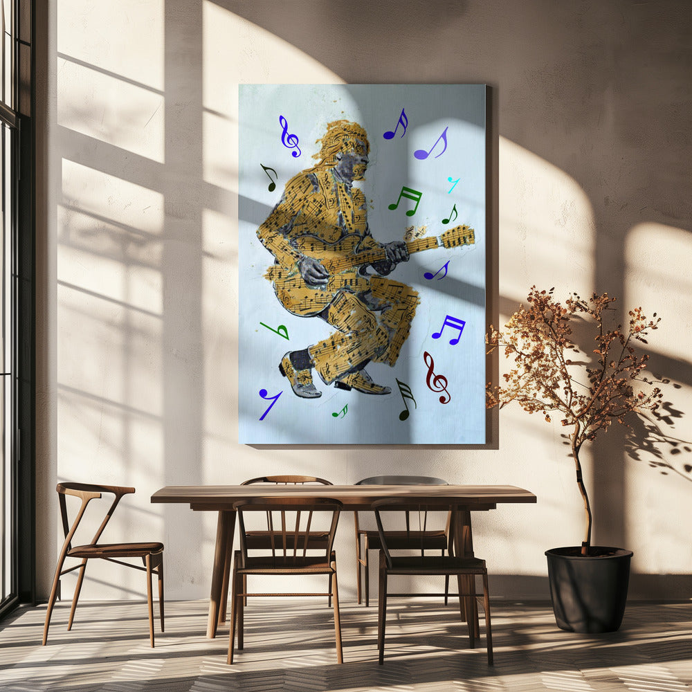 Wall art Guitarist Music Notes Canvas Print