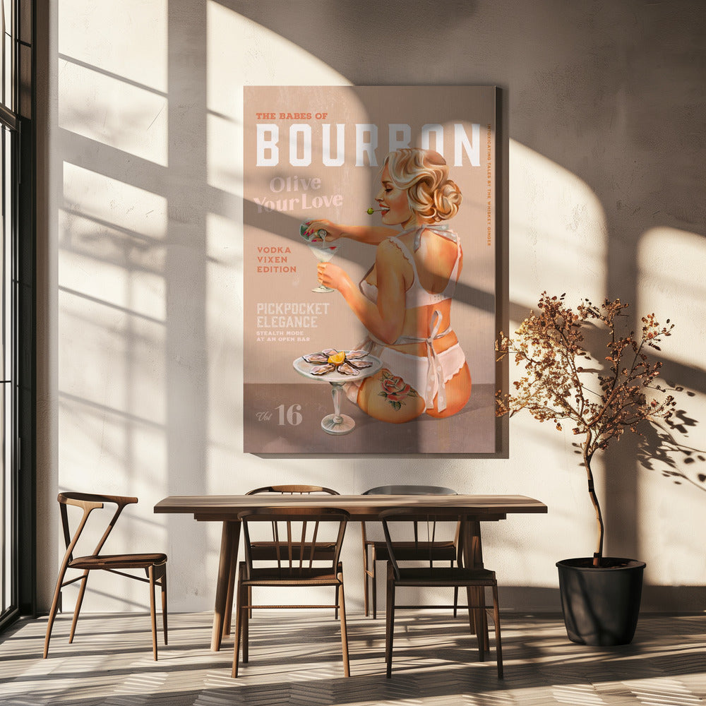 Wall art Babes of Bourbon Vol 16 Vintage Vodka Martini Pin Up Girl