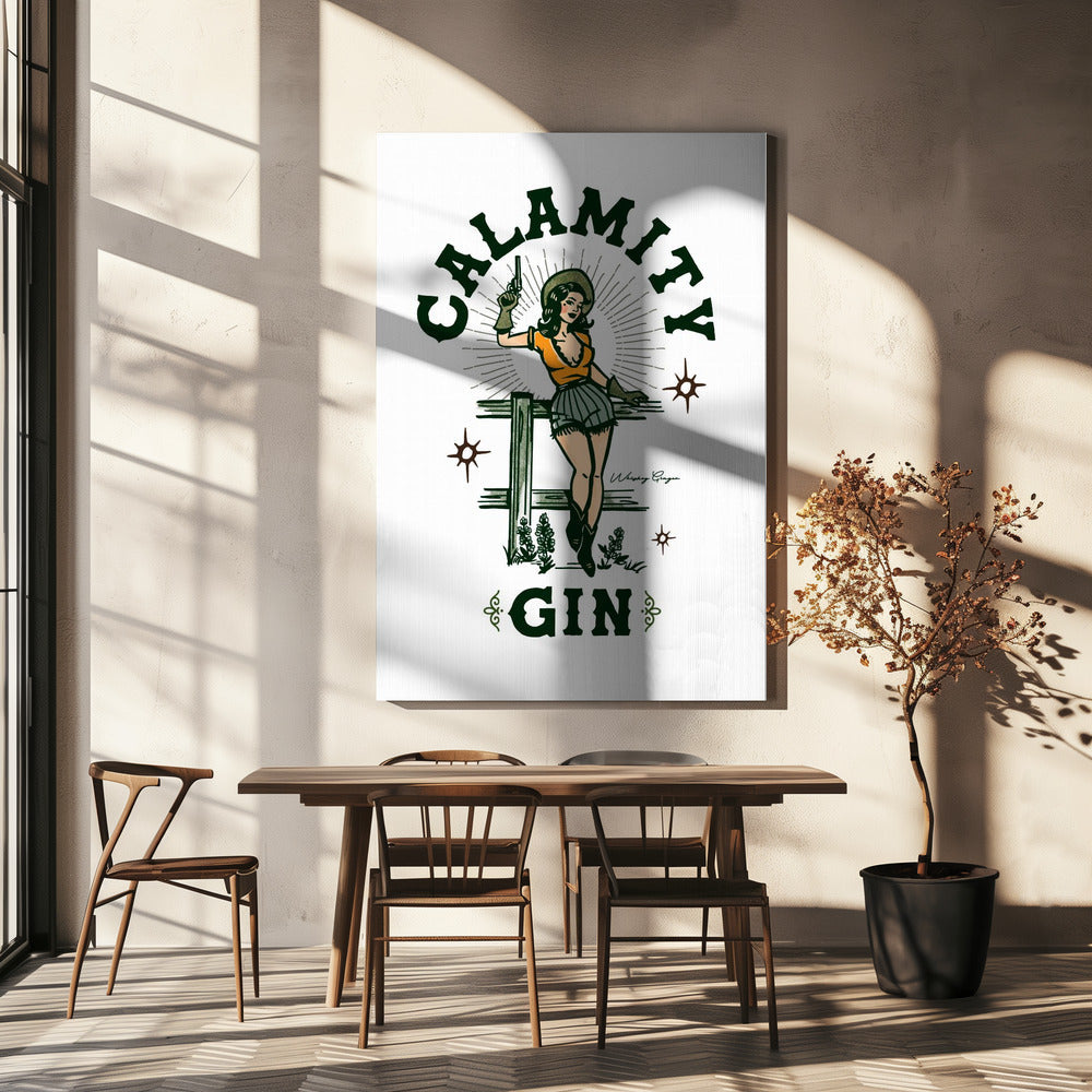 Wall Art Calamity Gin Funny Retro Western Cowgirl