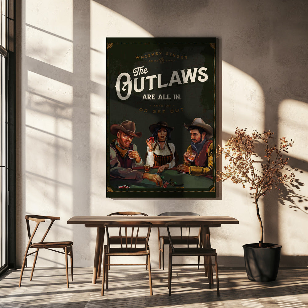 Wall Art Outlaws Are All In Cool Cowboy Poker Art