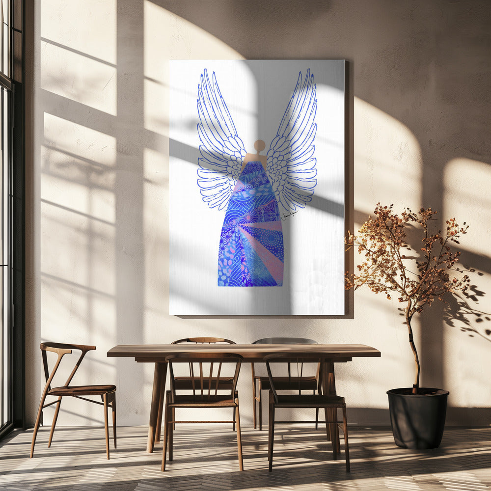 Wall art Angel in Blue Canvas Print