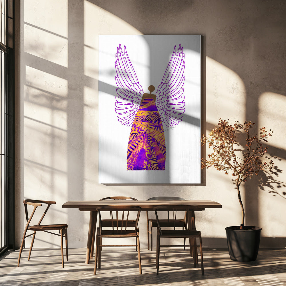 Wall art Angel in Purple & Orange Canvas Print