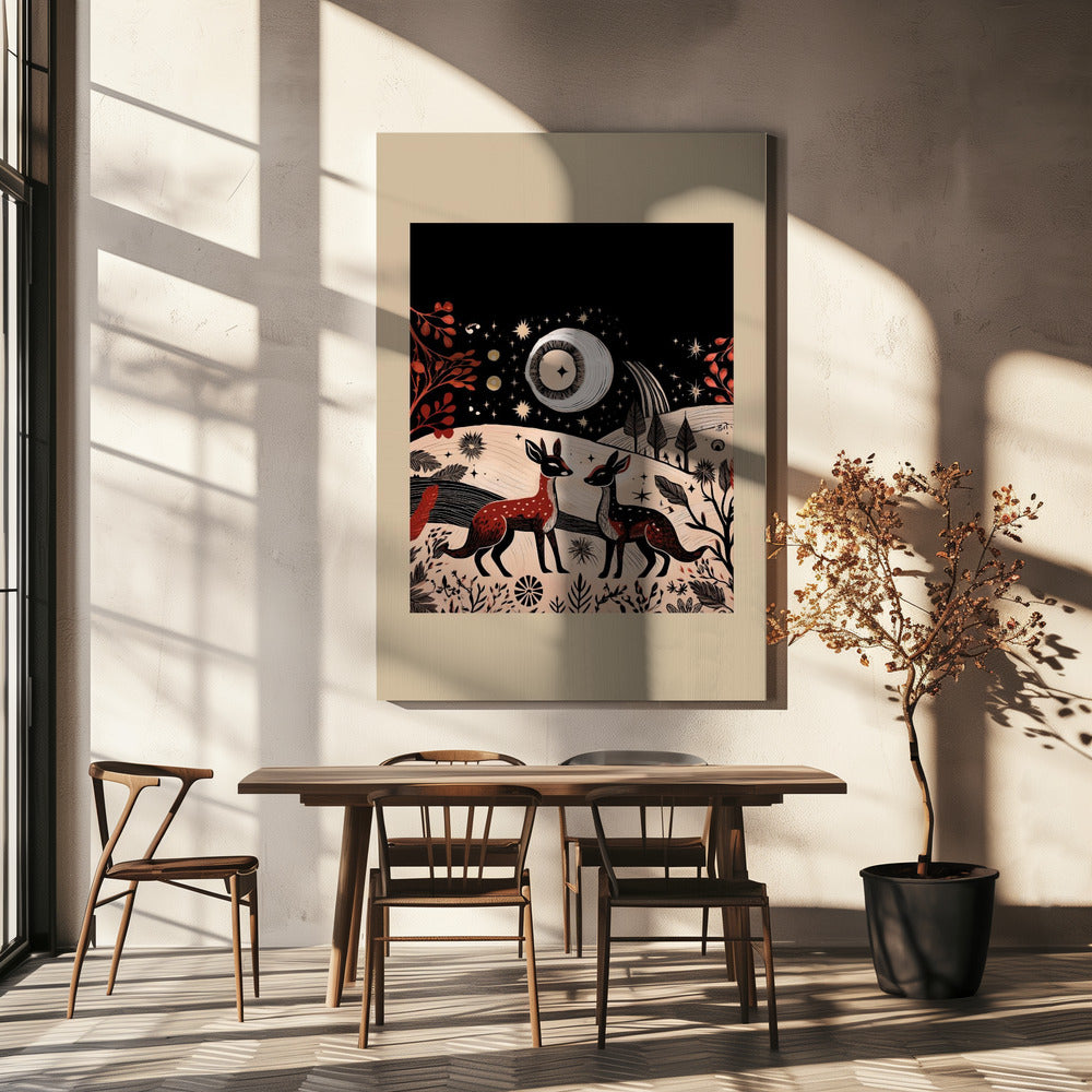 Wall art Scandi Folk and Knitwear: Folklore Holiday 2 Canvas Print