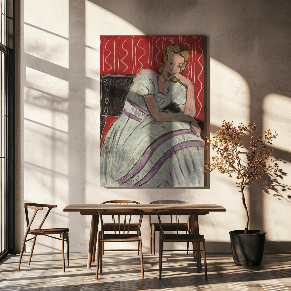 Wall art Jeune Femme Assise En Robe Grise