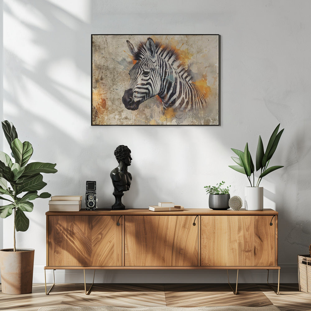 Wall art Zebra Animal Vintage Art Illustration Wallart 06