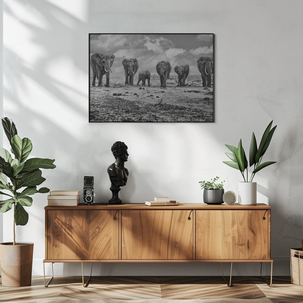 Wall art Big Family. Elephants
